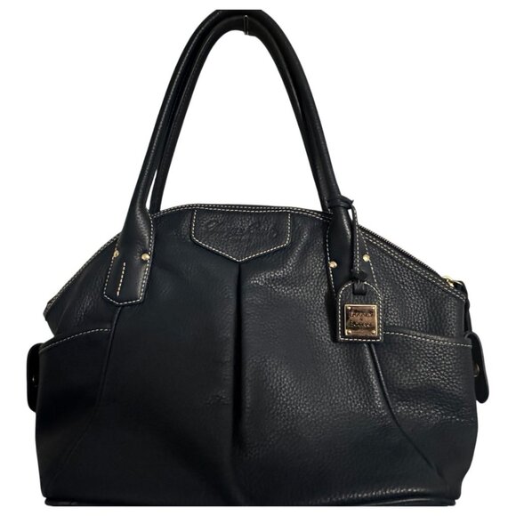 Dooney & Bourke Elegant Navy Blue Leather Top Handle Bag with Gold Hardware - Picture 2 of 2
